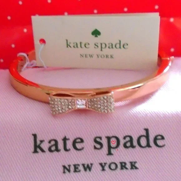 ♠️ Kate Spade ♠️️ " Ready Set Bow" Pave Bangle & Studs - Picture 2 of 13